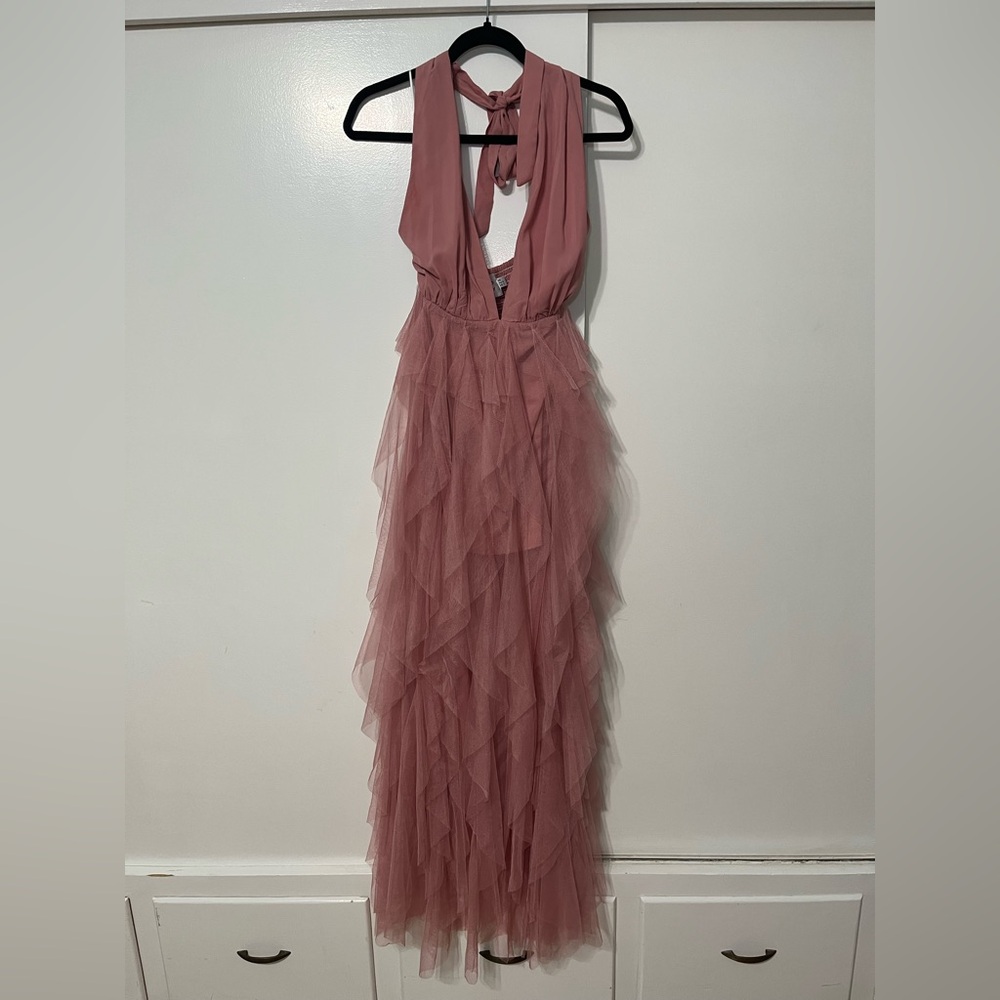HELLO MOLLY | Into The Middle Tulle Halter Maxi Dress Pink in XS/US 2/AU 6 - Picture 7 of 15